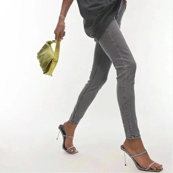 Topshop Jamie Skinny Jeans High Rise Ankle Cropped Dark  Grey Size 26 NWT - Picture 3 of 16